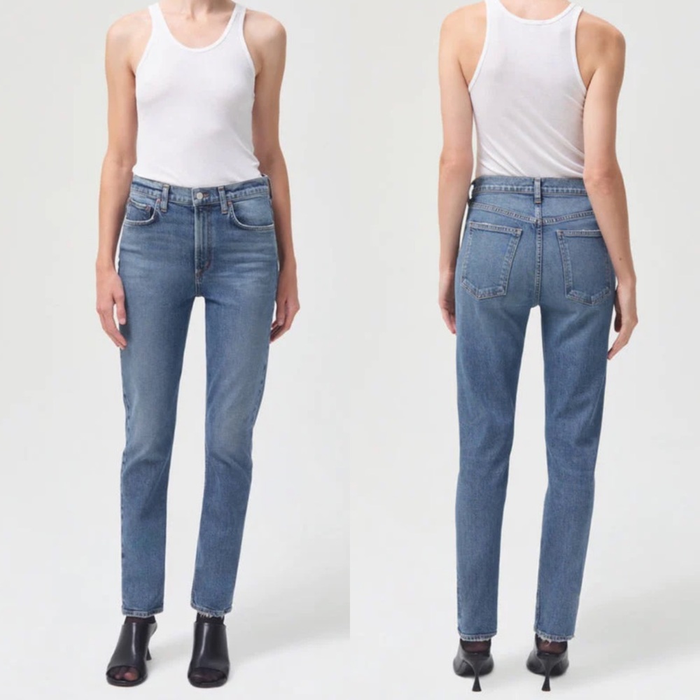 Agolde Spellbound Merrel Mid Rise Slim Straight Leg Low Stretch‎ Denim Jeans